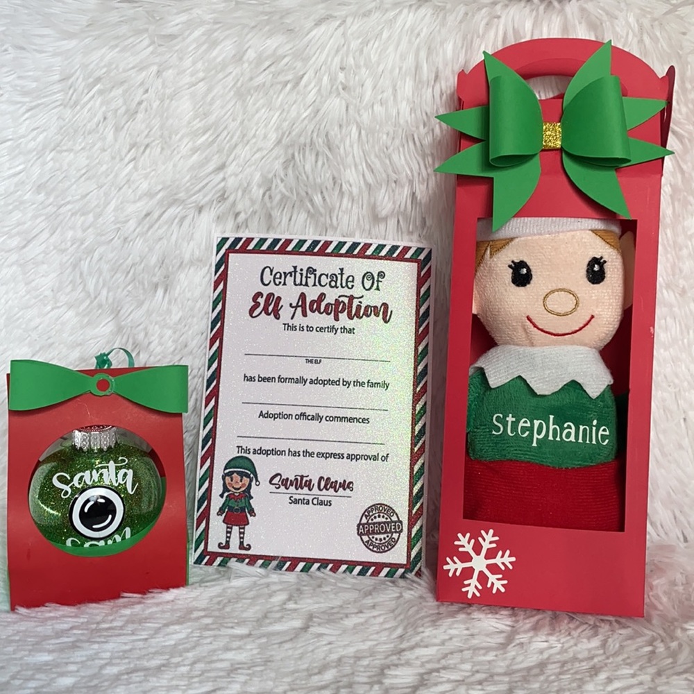 Personalized Christmas Elfs • Holiday Elfs • Girl boxes Red